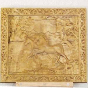 Running Horses wood carving